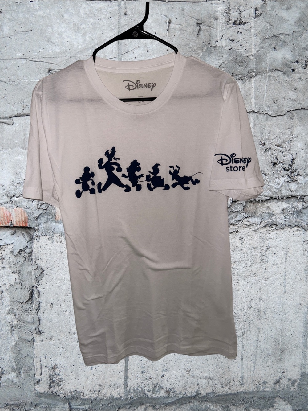 Disney Beige Short-Sleeve Tee with Navy Character Silhouettes